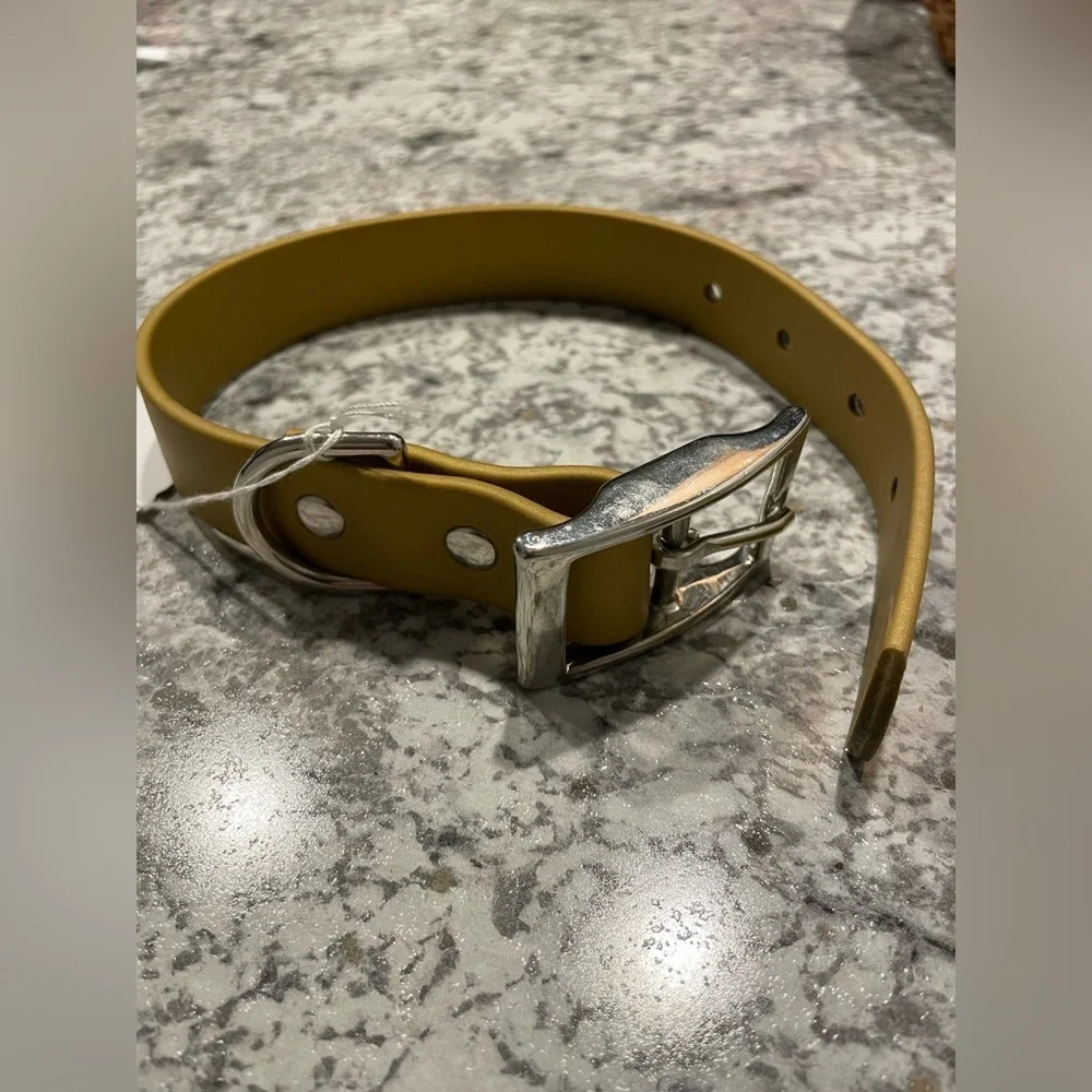 Biothane Olive dog collar with Silver Buckle size 12-15 inch